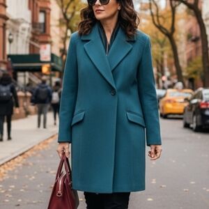 NWOT Eastex 14 Old Money Modern Contemporary Wool Cashmere Long Pea Coat